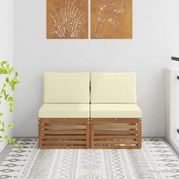 2 Pi�ce Sofa de milieu ext�rieur Bois d'Acacia Massif Naturel