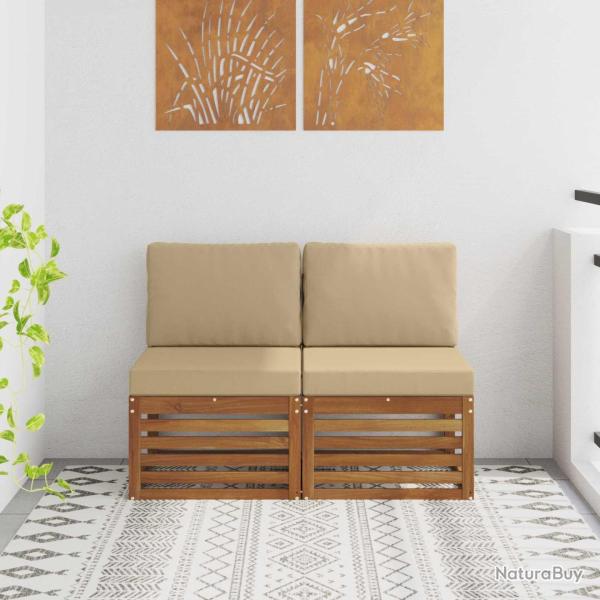 2 Pi�ce Sofa de milieu ext�rieur Bois d'Acacia Massif Naturel