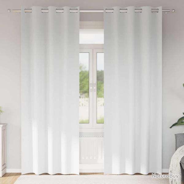 Rideaux occultants avec anneaux 2 pcs Blanc pur 225 x 140 cm