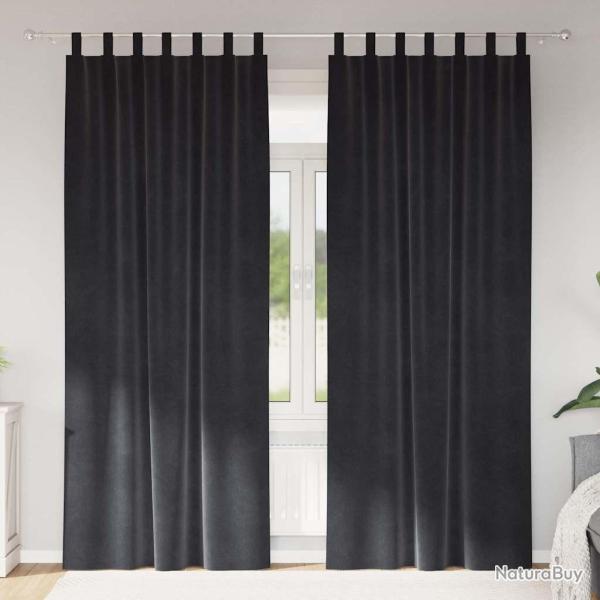 Rideaux occultants 2 pcs Gris fonc� 140 x 225 cm Velours