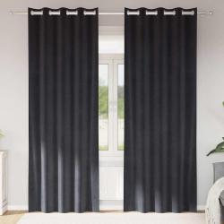 Rideaux occultants 2 pcs Gris fonc&eacute; 140 x 260 cm Velours