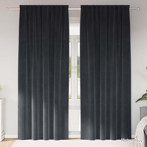Rideaux occultants 2 pcs Gris fonc� 140 x 260 cm Velours