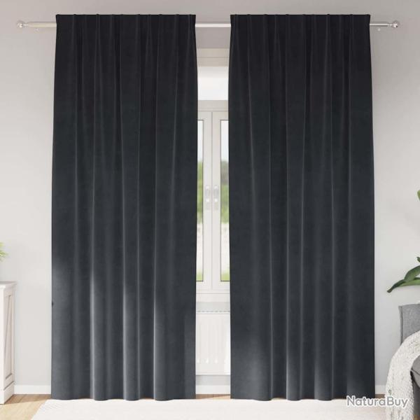 Rideaux occultants 2 pcs Gris fonc� 140 x 245 cm Velours