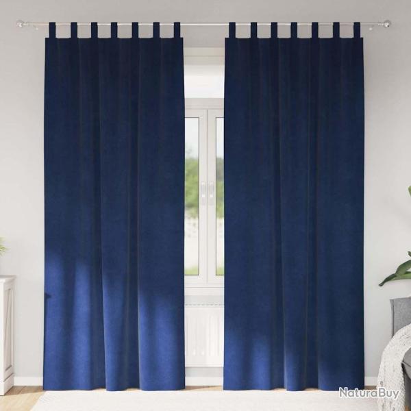 Rideaux occultants 2 pcs Bleu fonc� 140 x 245 cm Velours