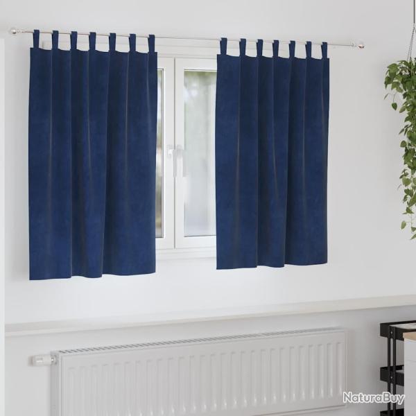 Rideaux occultants 2 pcs Bleu fonc� 140 x 140 cm Velours