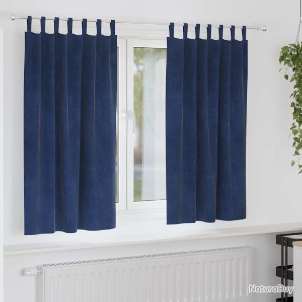 Rideaux occultants 2 pcs Bleu fonc� 140 x 175 cm Velours