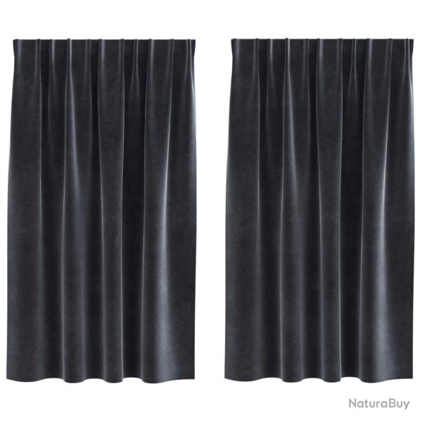 Rideaux occultants 2 pcs Gris fonc� 140 x 140 cm Velours