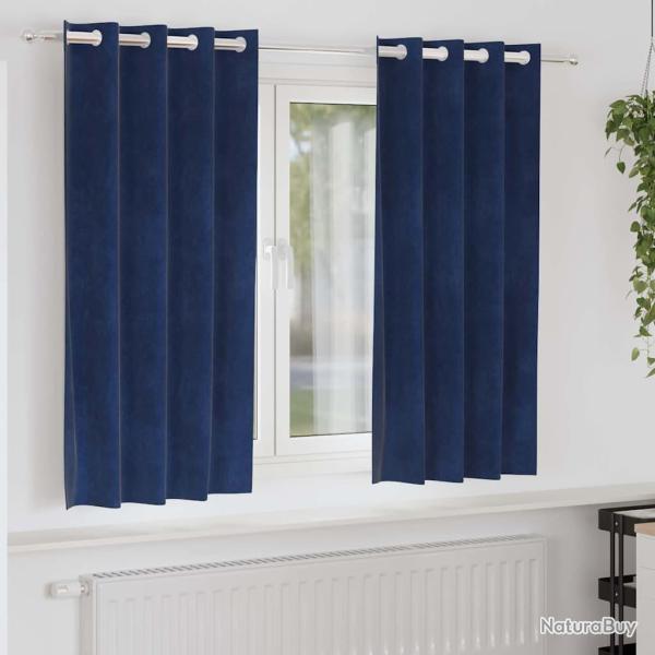 Rideaux occultants 2 pcs Bleu fonc� 140 x 175 cm Velours