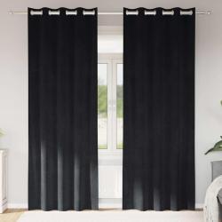 Rideaux occultants 2 pcs Noir 140 x 245 cm Velours