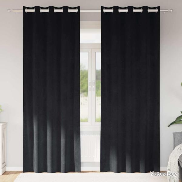 Rideaux occultants 2 pcs Noir 140 x 245 cm Velours
