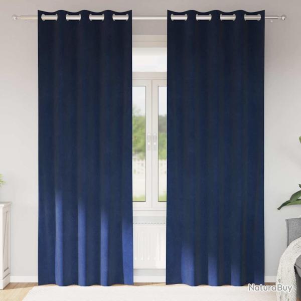 Rideaux occultants 2 pcs Bleu fonc� 140 x 245 cm Velours