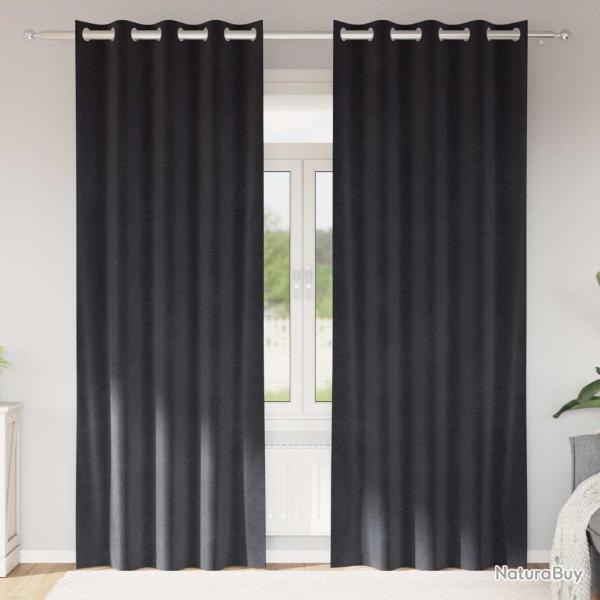 Rideaux occultants 2 pcs Gris fonc� 140 x 245 cm Velours