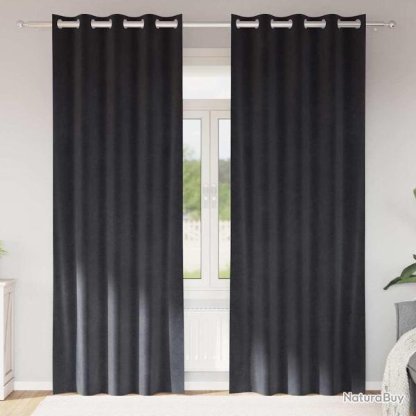 Rideaux occultants 2 pcs Gris fonc� 140 x 225 cm Velours