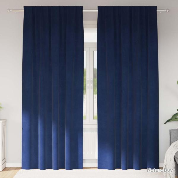 Rideaux occultants 2 pcs Bleu fonc� 140 x 260 cm Velours
