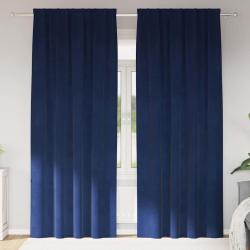 Rideaux occultants 2 pcs Bleu fonc&eacute; 140 x 245 cm Velours