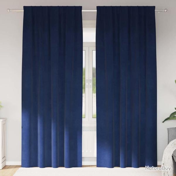 Rideaux occultants 2 pcs Bleu fonc� 140 x 245 cm Velours