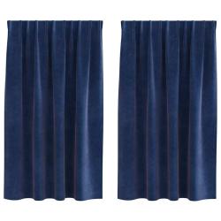 Rideaux occultants 2 pcs Bleu fonc&eacute; 140 x 140 cm Velours