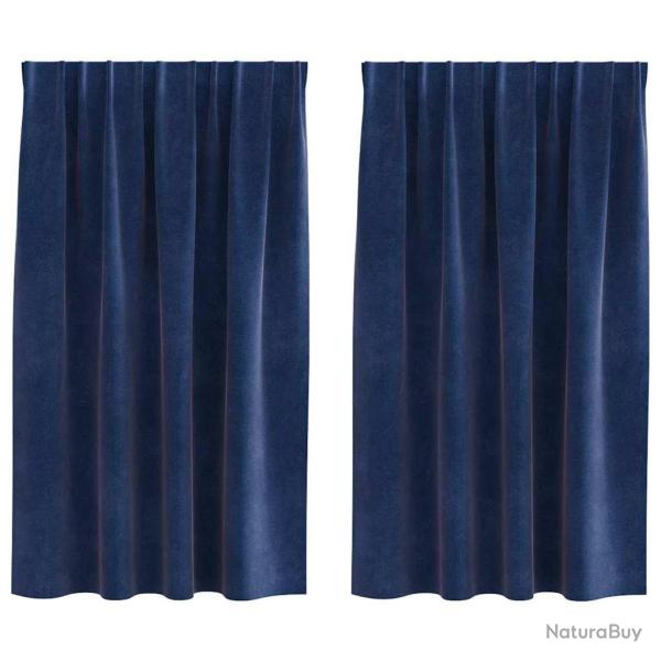 Rideaux occultants 2 pcs Bleu fonc� 140 x 140 cm Velours