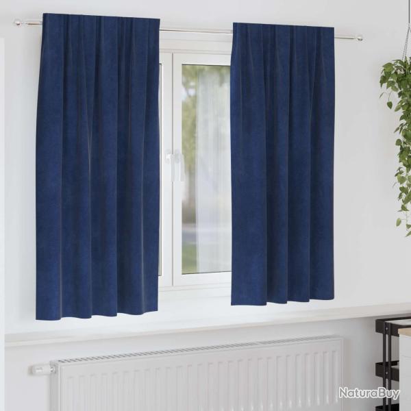 Rideaux occultants 2 pcs Bleu fonc� 140 x 175 cm Velours