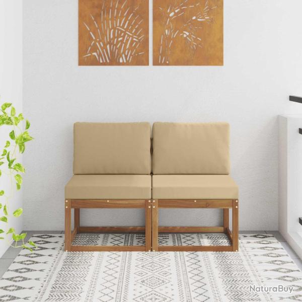 2 Pi�ce Sofa de milieu ext�rieur Bois d'Acacia Massif Naturel