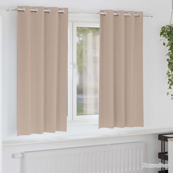 Rideaux occultants avec anneaux 2 pcs Taupe 175 x 140 cm