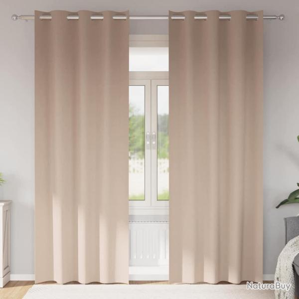 Rideaux occultants avec anneaux 2 pcs Taupe 245 x 140 cm