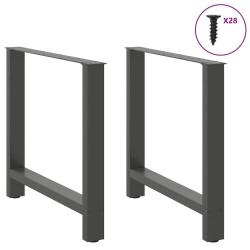 Pieds de table &agrave; manger Anthracite 2 pi&egrave;ces 70 x (72-73) cm Acier