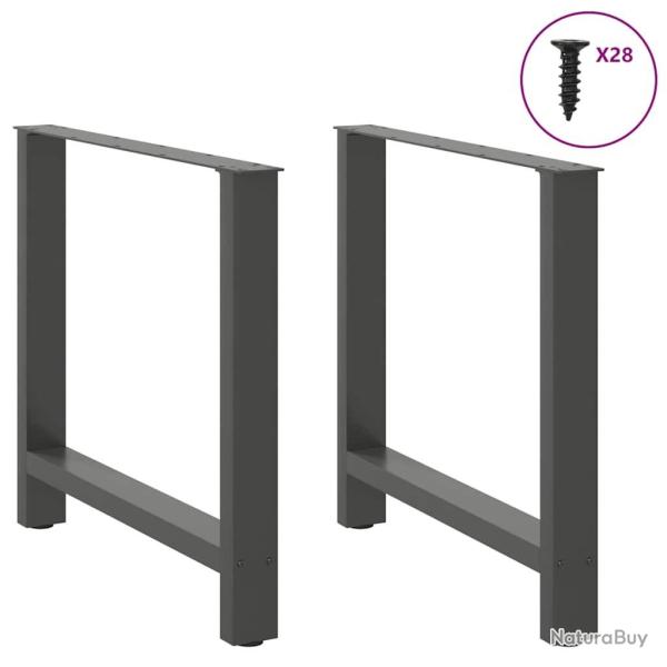 Pieds de table � manger Anthracite 2 pi�ces 70 x (72-73) cm Acier