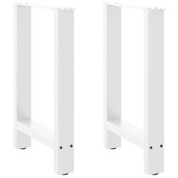 Pieds de table &agrave; manger Blanc 2 pi&egrave;ces 60 x (72-73) cm Acier