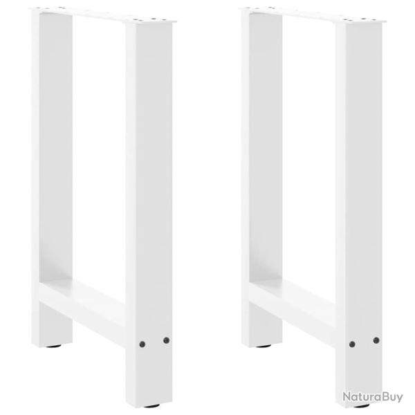 Pieds de table � manger Blanc 2 pi�ces 50 x (72-73) cm Acier