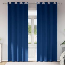 Rideaux occultants avec anneaux 2 pcs Bleu fonc&eacute; 225 x 140 cm
