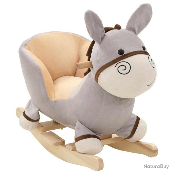 �ne � bascule avec dossier Peluche 60x32x55 cm Gris