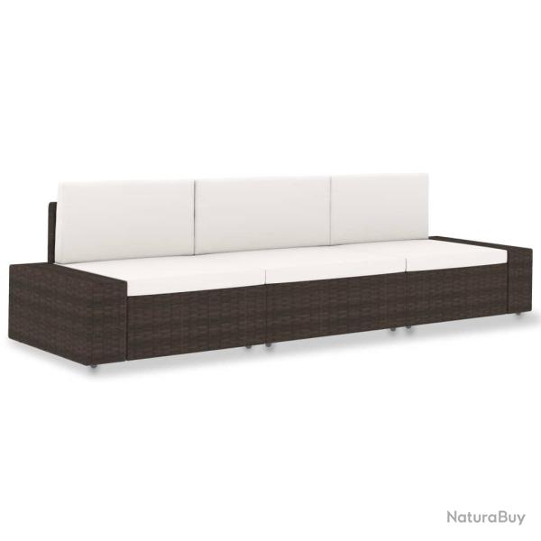 Canap� sectionnel 3 places R�sine tress�e Marron
