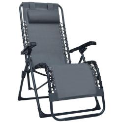 Chaise pliable de terrasse Gris Textil&egrave;ne