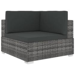 Chaise d'angle 1 pc et coussins R&eacute;sine tress&eacute;e Gris