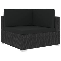 Chaise d'angle 1 pc et coussins R&eacute;sine tress&eacute;e Noir