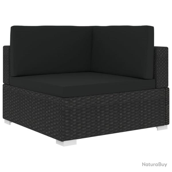 Chaise d'angle 1 pc et coussins R�sine tress�e Noir