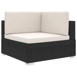 Chaise d'angle 1 pc et coussins R&eacute;sine tress&eacute;e Noir
