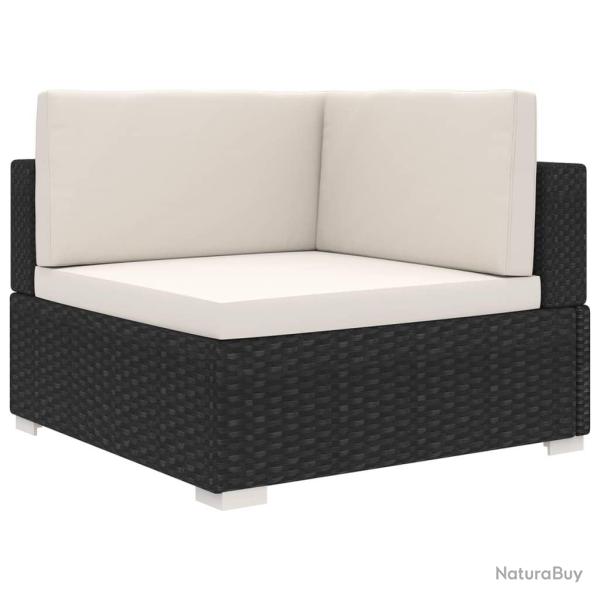 Chaise d'angle 1 pc et coussins R�sine tress�e Noir