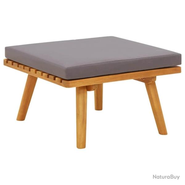 Repose-pied de jardin avec coussin 60x60x29 cm Bois d'acacia