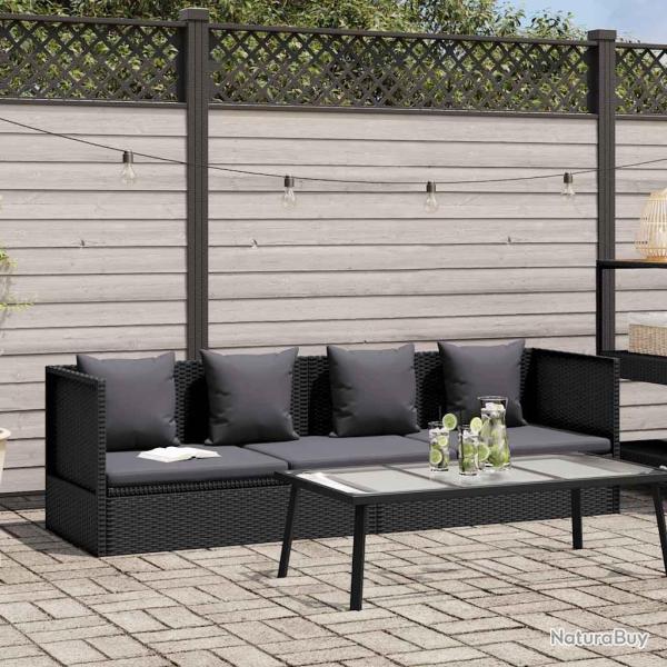 Lit de jardin avec coussin et oreiller R�sine tress�e Noir