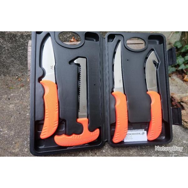 Set de 4 Couteaux de Chasse Winchester Livr� dans Coffret Rigide Lame Acier 8Cr13MoV Manche ABS 000