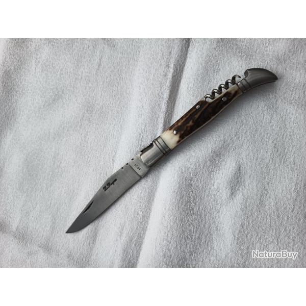 Couteau de poche avec tire bouchon plaquettes bois de cerf