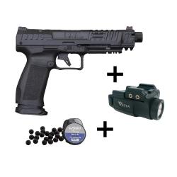 Pack Complet Pistolet Canik Calibre 50 Noir Avec Lampe Tactique