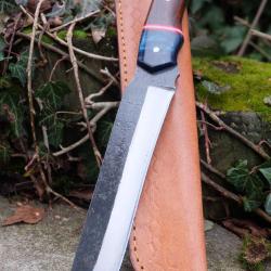 Mini Katana Lame Tanto Modifi&eacute; Acier Carbone 1075 Etui Cuir Manche Bois/R&eacute;sine Fabricat Artisanale01