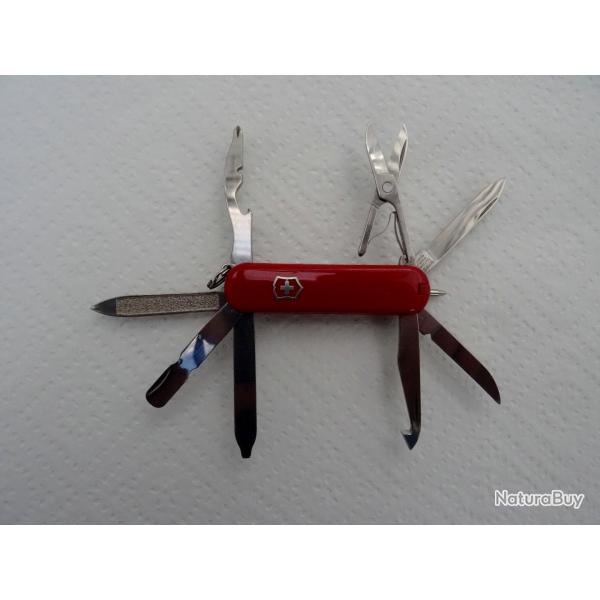 Victorinox MiniChamp rouge (16 Fonctions) avec son �tui en cuir (ensemble NEUF)