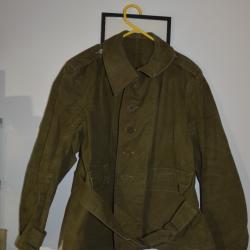Rare Veste Bourgeron en toile Mod&egrave;le 1938 Premier type Tampon grenade France WW2 39/45