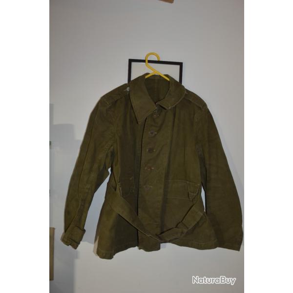 Rare Veste Bourgeron en toile Mod�le 1938 Premier type Tampon grenade France WW2 39/45