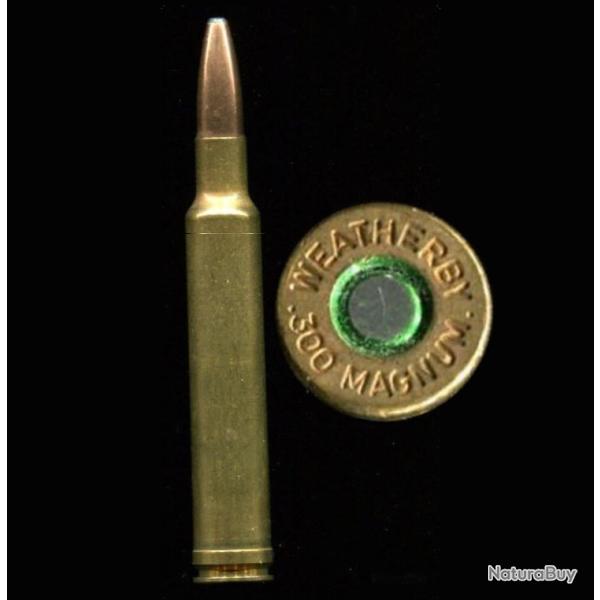 .300 Weatherby Magnum - longue balle cuivre pointe plomb