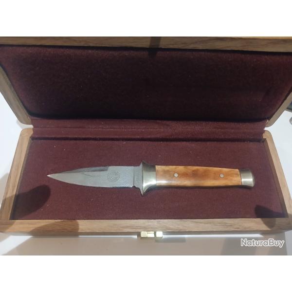 Superbe couteau de botte boker damas en coffret